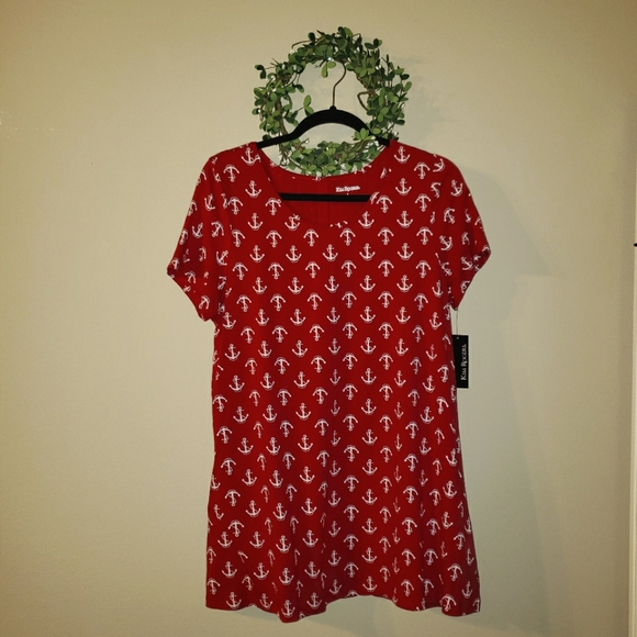 KIM ROGERS NWT Women's Red Tunic Top - Size L - Picture 1 of 5